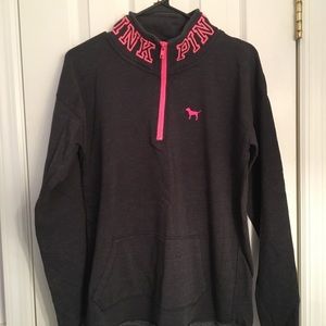 VS PINK Dark Gray and Pink 1/4 Zip Pullover
